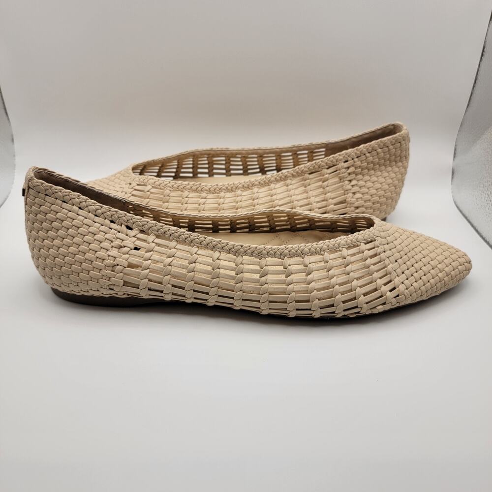 Birdies Goldfinch Dawn Woven Lattice Ballet Flats Sz 9.5 Pointed Cream Slip-on
